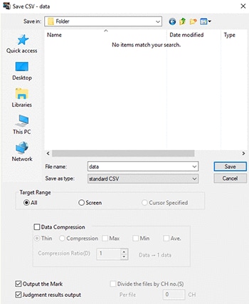 Specify the type of data compression processing and save the results.