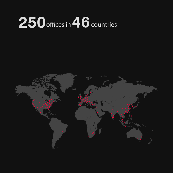 240 offices in 46 countries