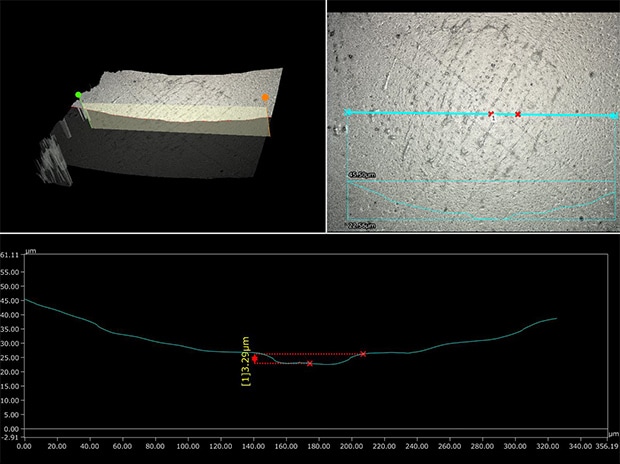 ZS-200, 1500×, coaxial illumination + HDR 3D profile measurement image