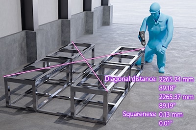 Diagonal distance: 2265.24 mm 89.18″ 2265.37 mm 89.19″ / Squareness: 0.13 mm 0.01″