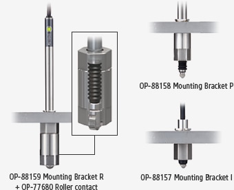 OP-88159 Mounting Bracket R + OP-77680 Roller contact, OP-88158 Mounting Bracket P, OP-88157 Mounting Bracket I