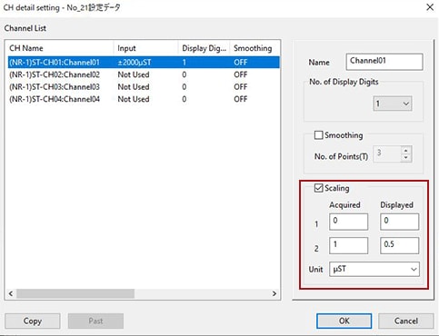 To obtain 0.5 times through scaling, configure the settings as shown on the right.