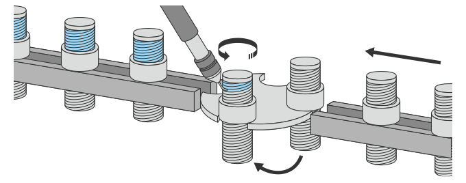 Example of automatic coating on screws using a dispenser