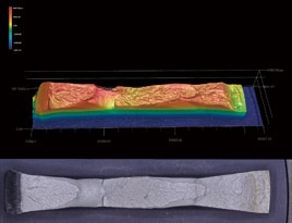 Fracture surface of metal (ductility)